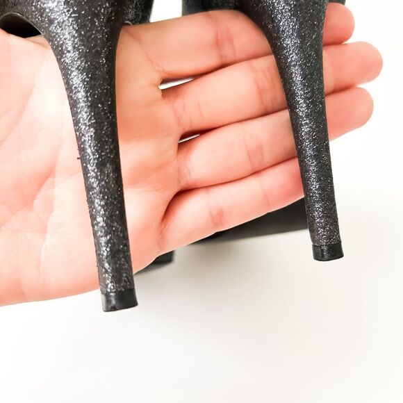 Gucci Heels Stardust Charlotte Black Glitter Horsebit D'Orsay Peep Toe Pumps 37, - Picture 10 of 13